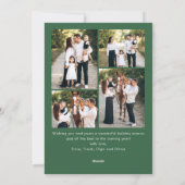 Funky Green Christmas Bow Ribbon 5 Photo Feestdagenkaart (Achterkant)