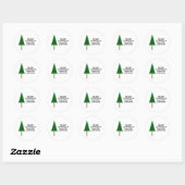 Funky Green Christmas Tree Design Ronde Sticker (Vel)