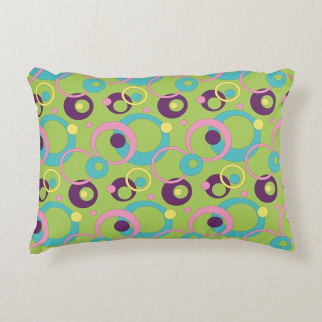 Funky Green Circles Accent Pillow Kussen (Voorkant)