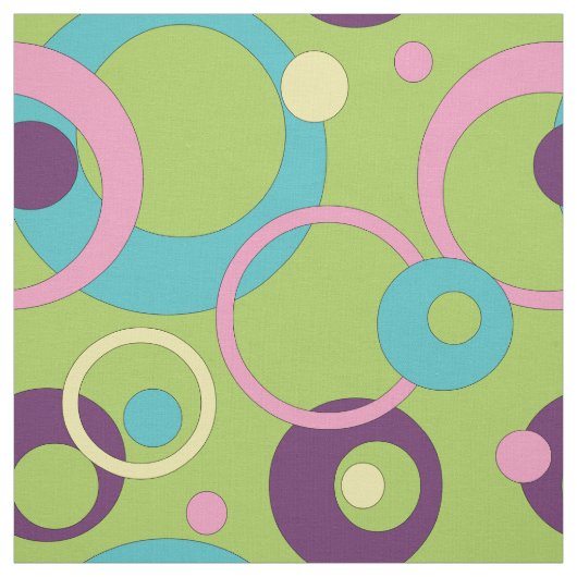 Funky Green Circles Fabric Stof (Swatch)