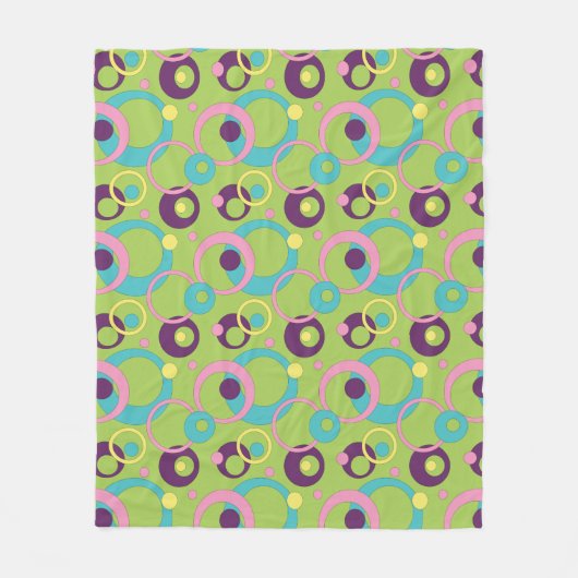 Funky Green Circles Fleece Deken (Voorkant)