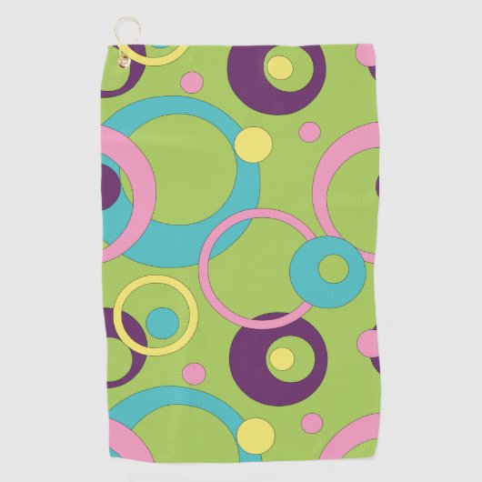 Funky Green Circles Golfhanddoek (Voorkant)