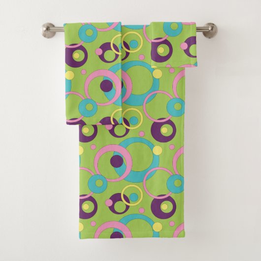 Funky Green Circles Handdoekenset Bad Handdoek (Insitu)