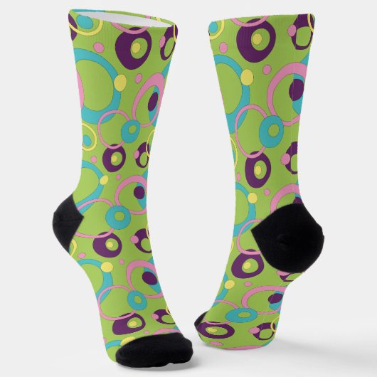 Funky Green Circles Houndstooth Sokken (Gebogen)