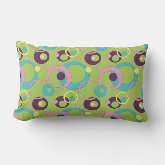 Funky Green Circles Kussen (Voorkant)