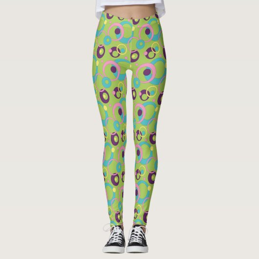 Funky Green Circles Leggings (Voorkant)