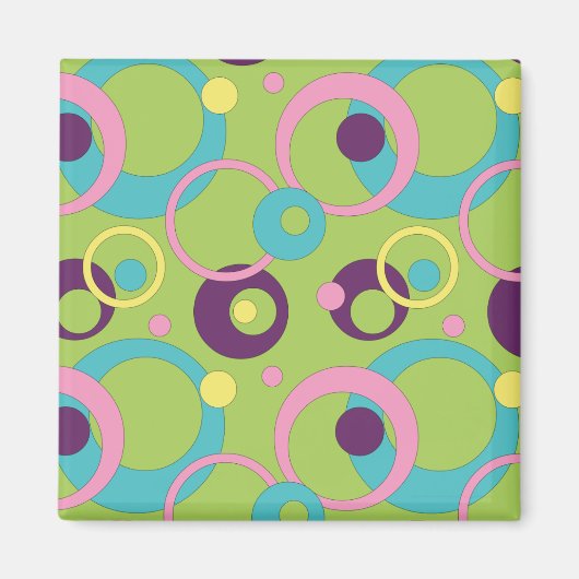Funky Green Circles Magnet (Voorkant)