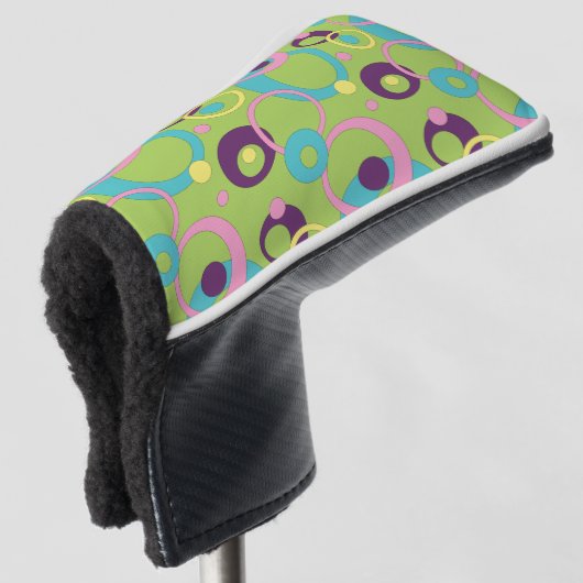 Funky Green Circles Putter Hoesje Golfheadcover (3/4 voorkant)