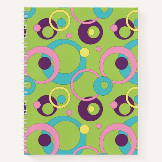 Funky Green Circles Spiraal Notitieboek (Voorkant)