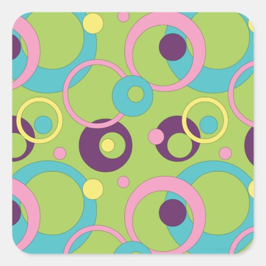 Funky Green Circles Sticker (Voorkant)