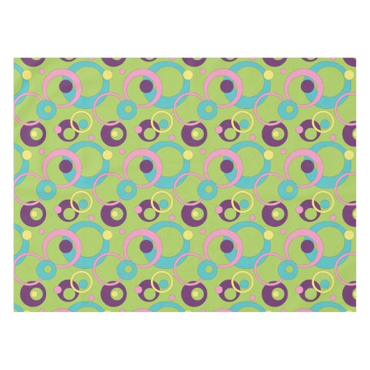 Funky Green Circles Tablecloth Tafelkleed (Voorkant (Horizontaal))
