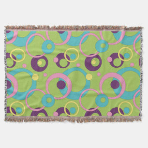 Funky Green Circles Throw Blanket Deken