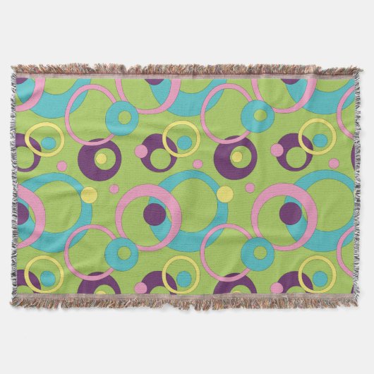 Funky Green Circles Throw Blanket Deken (Voorkant)