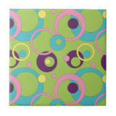 Funky Green Circles Tile Tegeltje (Voorkant)