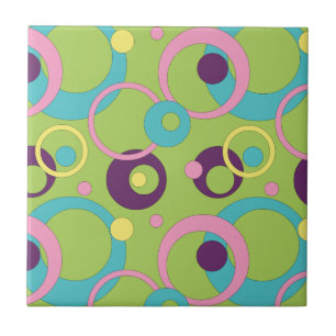 Funky Green Circles Tile Tegeltje