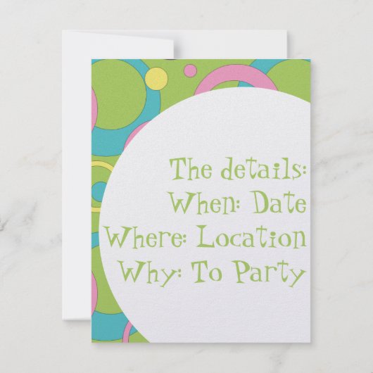 Funky Green Circles Uitnodiging (Achterkant)