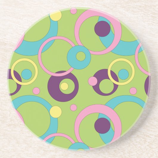 Funky Green Circles Zandsteen Onderzetter (Voorkant)