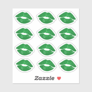 Funky Green Irish Kisses Saint Patrick's Day Sticker