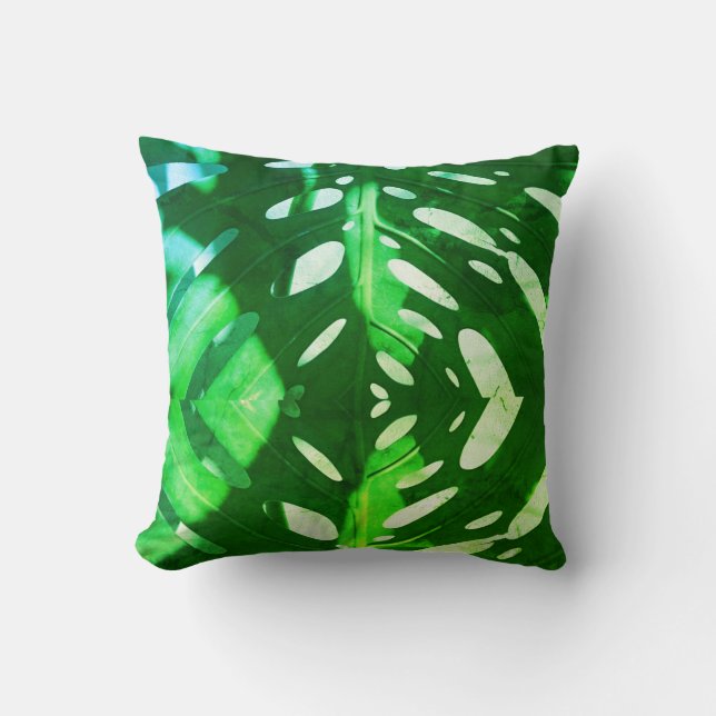 Funky Green Leaf Sierkussen Cushion (Voorkant)