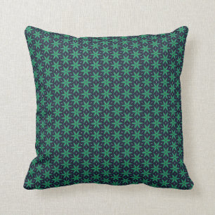 Funky green & navy star patroonkussen kussen