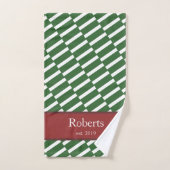 Funky Green Pattern Familienaam en Year Modern Bad Handdoek (Handdoek)