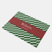 Funky Green Pattern Familienaam en Year Modern Deurmat (Schuin)