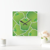 Funky green pepper vierkante klok (Huis)