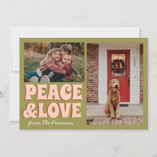 Funky Green Pink Funny Schattigee Foto Kerst Kaart (Voorkant)