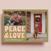 Funky Green Pink Funny Schattigee Foto Kerst Kaart