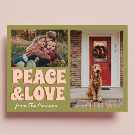 Funky Green Pink Funny Schattigee Foto Kerst Kaart