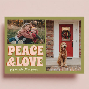 Funky Green Pink Funny Schattigee Foto Kerst Kaart