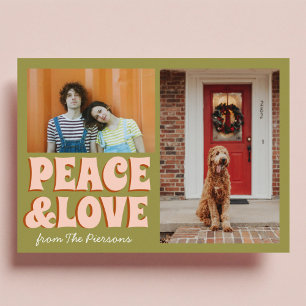 Funky Green Pink Funny Schattigee Foto Kerst Kaart