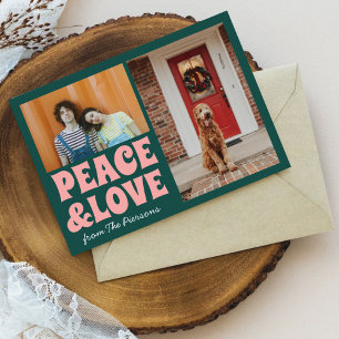 Funky Green Pink Funny Schattigee Foto Kerst Kaart