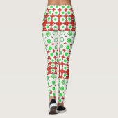 Funky Green, Red, Pattern, Flowers, Leggings (Achterkant)