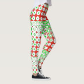 Funky Green, Red, Pattern, Flowers, Leggings (Rechts)