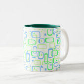 Funky Green Retro Pattern Tweekleurige Koffiemok (Voorkant rechts)