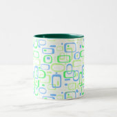 Funky Green Retro Pattern Tweekleurige Koffiemok (Center)