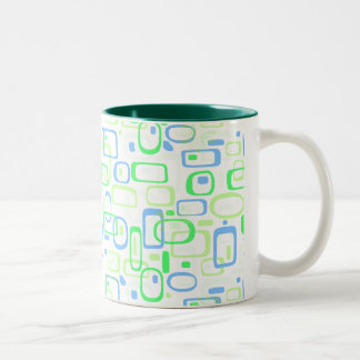 Funky Green Retro Pattern Tweekleurige Koffiemok