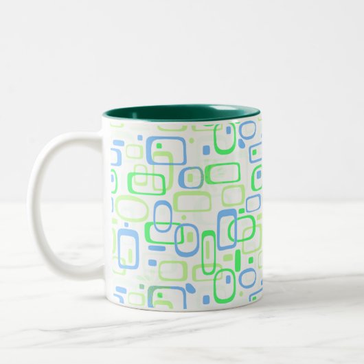 Funky Green Retro Pattern Tweekleurige Koffiemok (Links)