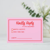 Funky Green Roze Rood Scribble RSVP (Staand voorkant)