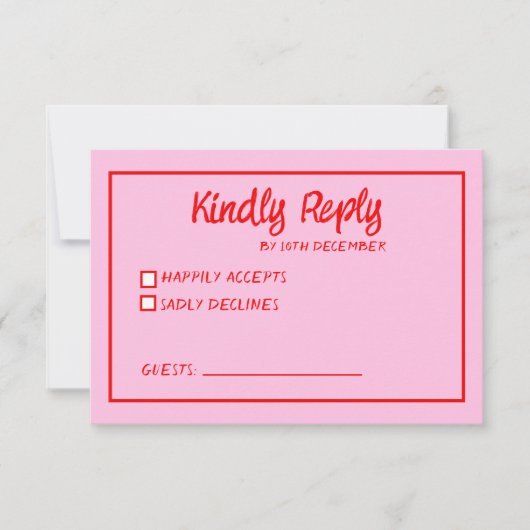 Funky Green Roze Rood Scribble RSVP Kaartje (Voorkant)