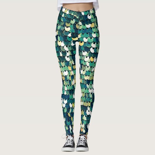 Funky Green Sequins Leggings (Voorkant)