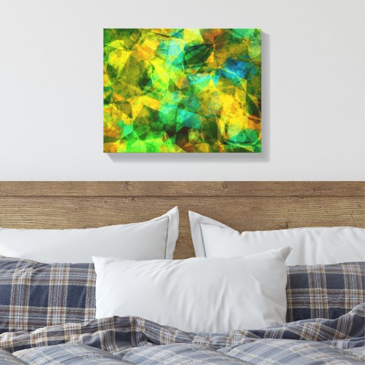 Funky Greens Modern Abstract Design Canvas Afdruk (Insitu (Slaapkamer))