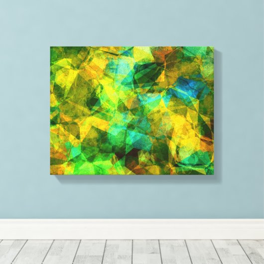 Funky Greens Modern Abstract Design Canvas Afdruk (Insitu (Houten vloer))