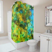 Funky Greens Modern Abstract Design Douchegordijn (In situ)