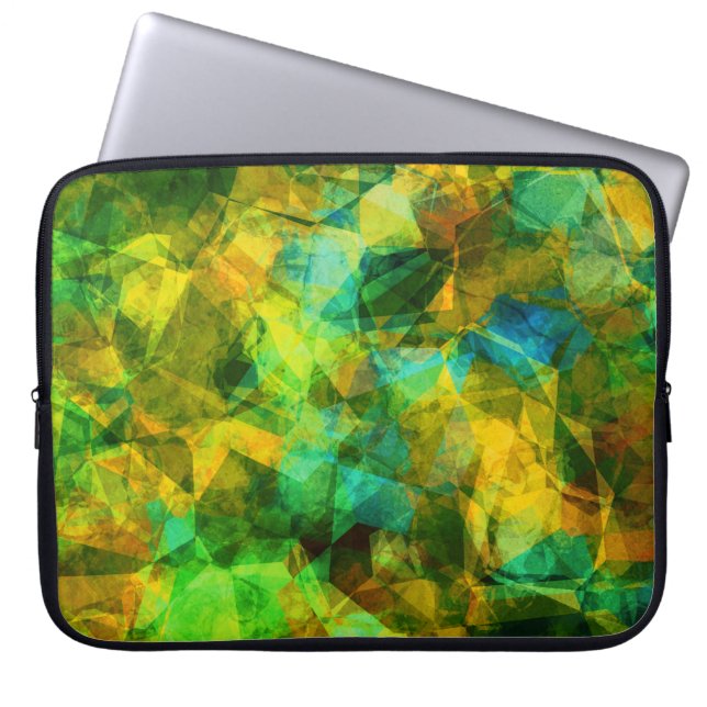 Funky Greens Modern Abstract Design Laptop Sleeve (Voorkant)