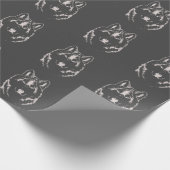 Funky Grey and White Wolf Face Head Sketch Cadeaupapier (Hoek)