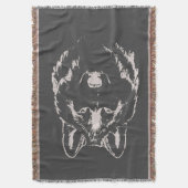 Funky Grey and White Wolf Face Head Sketch Deken (Voorkant Verticaal)