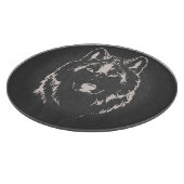 Funky Grey and White Wolf Face Head Sketch Snijplank (Hoek)