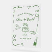 Funky grillige hand geletterd geïllustreerd teken acryl bord (Hoek)